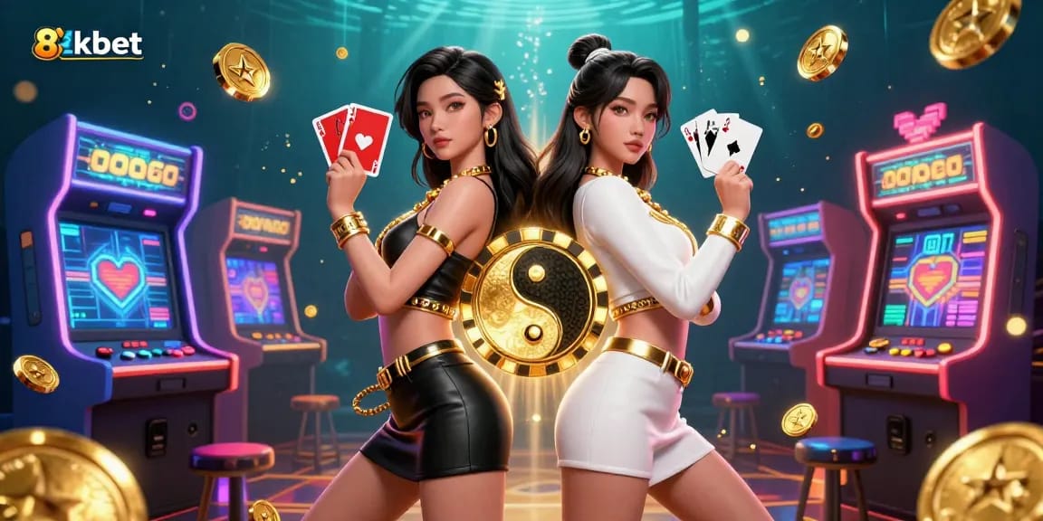 Experience thrilling 8xbet gameplay with card games and vibrant casino elements in a stunning illustration.