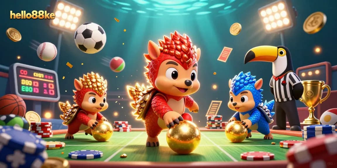 Experience the thrilling action of hello88ke with exciting pangolin characters rolling through golden chips in a dynamic casino scene.