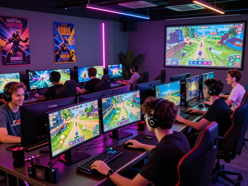 Interactive gaming environment highlighting the link hitclub mới nhất with vibrant screens and joyful players.