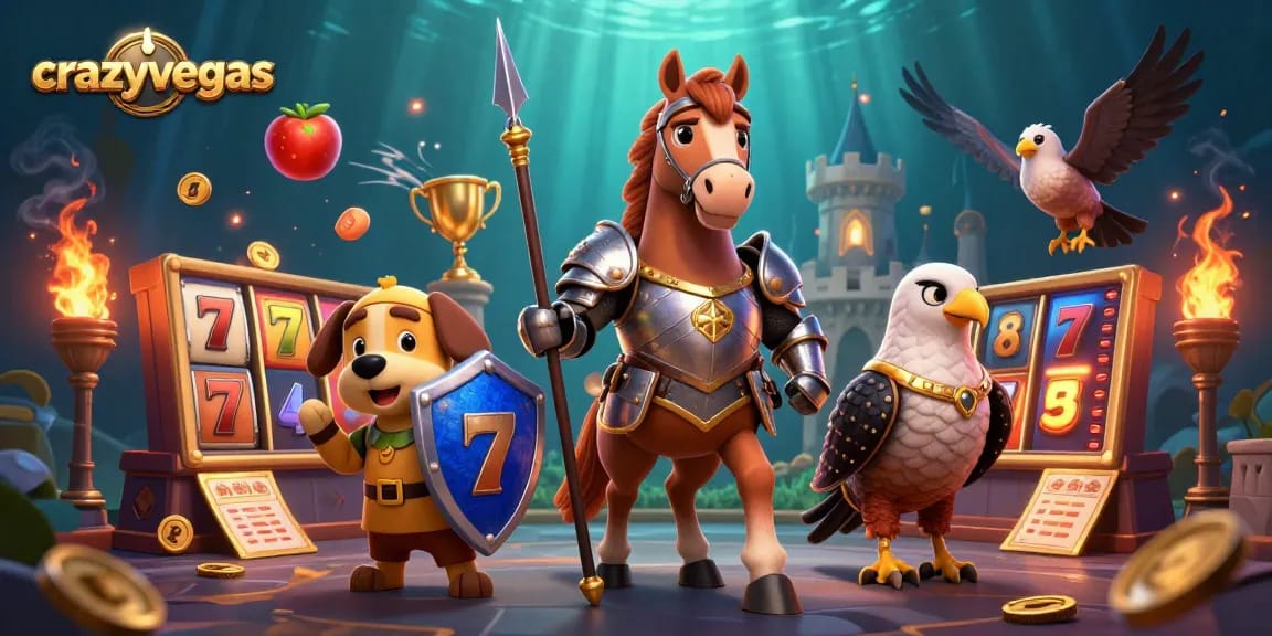 Experience the thrill of crazyvegas with a knight and friends winning on slot machines at the casino.
