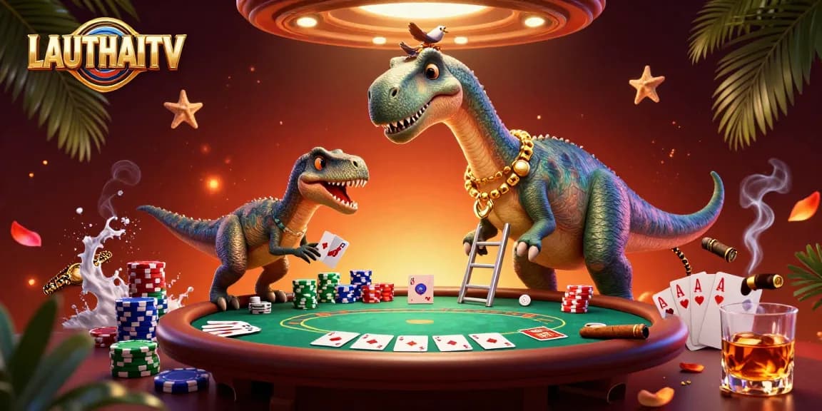 Experience thrilling poker action on LAUTHAITV with vibrant characters and dynamic elements.