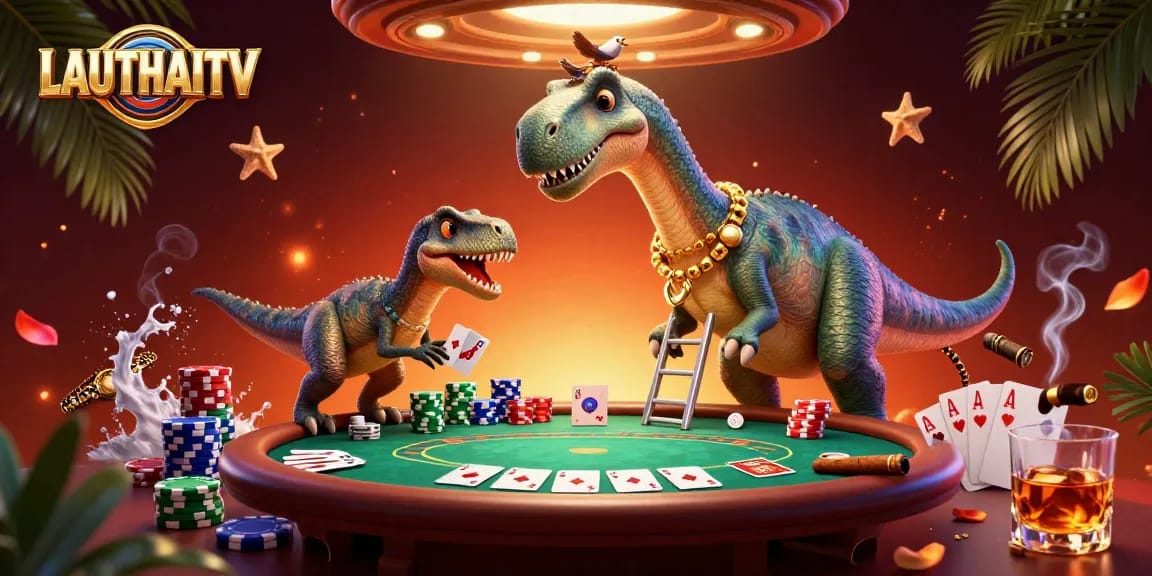 Experience thrilling poker action on LAUTHAITV with vibrant characters and dynamic elements.