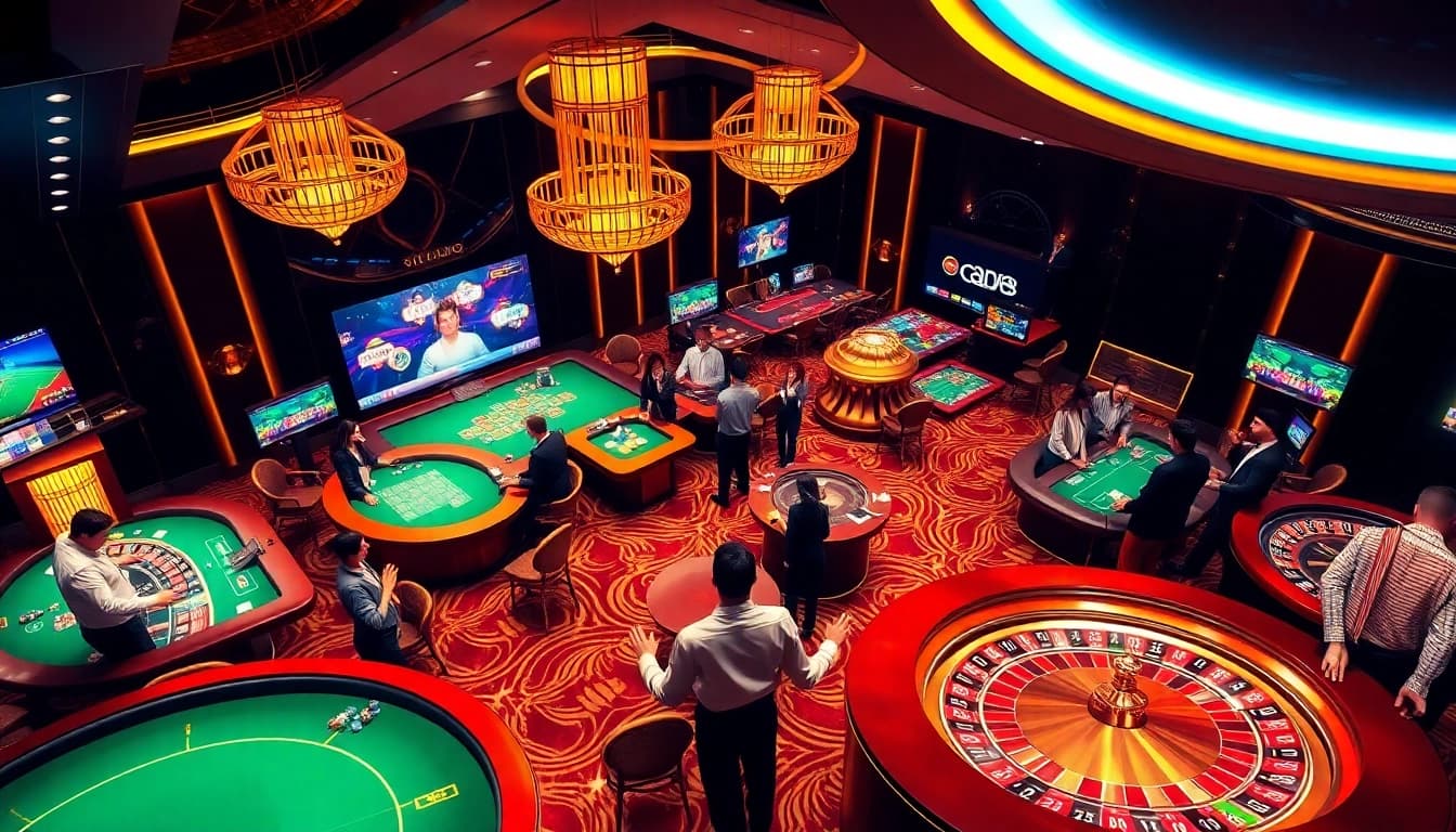 Fun88 players engaging in casino games, showcasing excitement and luxury in gambling.