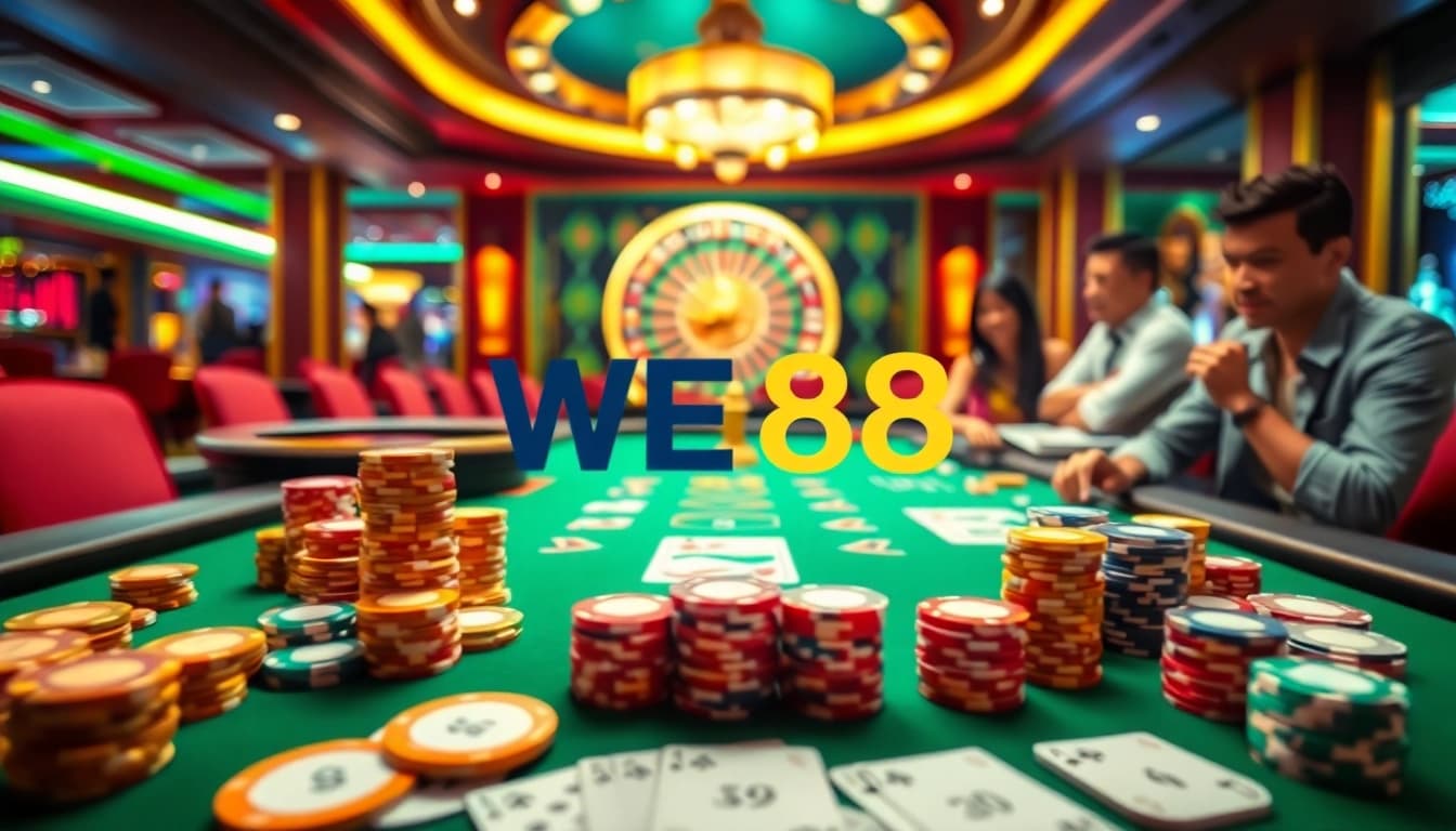 Experience the thrill of WE88 at a dynamic poker table, showcasing exciting casino gameplay.