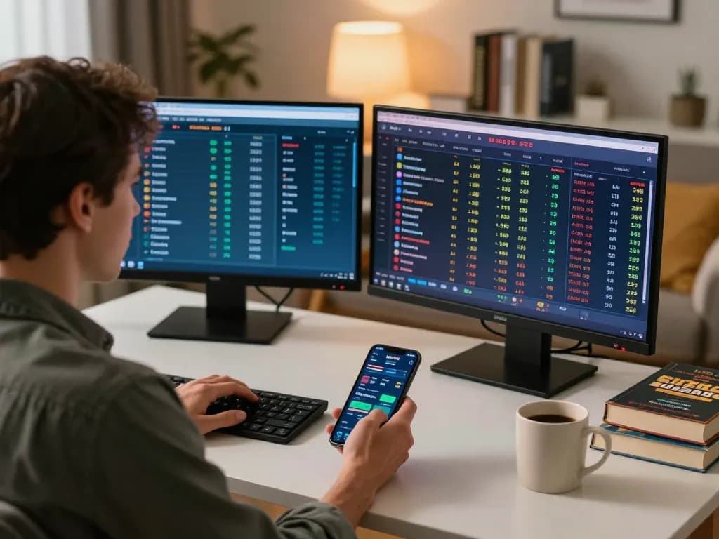 Engaging online sports betting experience with FC88 app open and player analyzing odds.