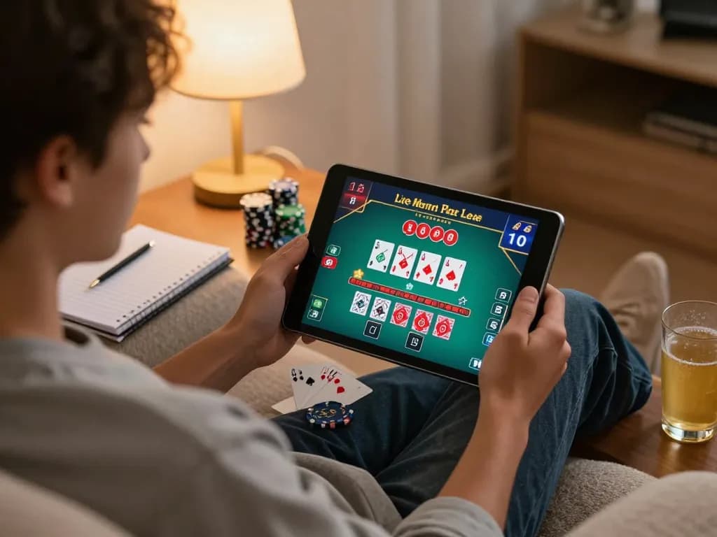 Engage in exciting blackjack gameplay on 33WIN app from a cozy home setting