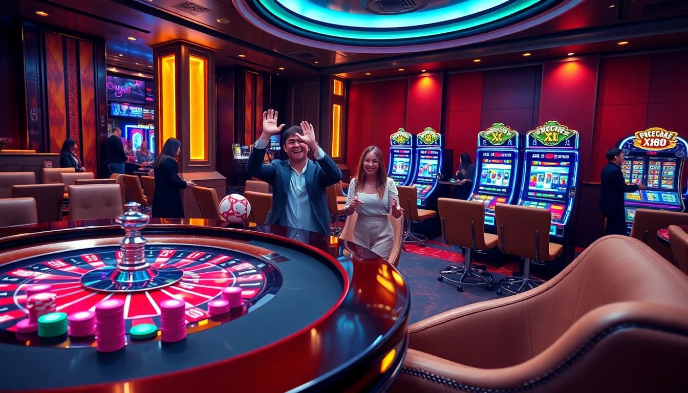Gamble confidently at XX88 with vibrant gaming tables and engaging slot machines.