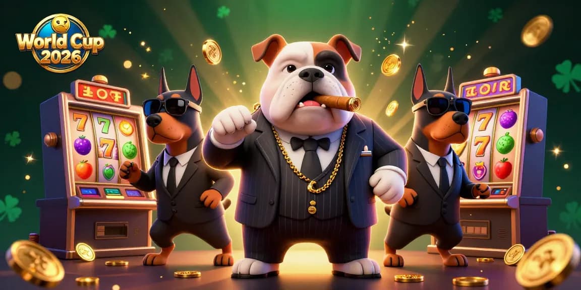 Engage with World Cup 2026 slot games, featuring iconic 3D mafia characters amidst a vibrant casino atmosphere.