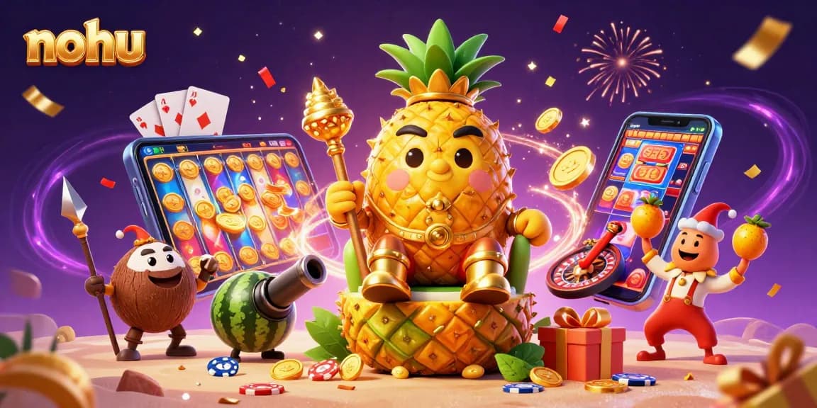 Nohu king gambling amid colorful casino elements, showcasing exciting slot games and winnings