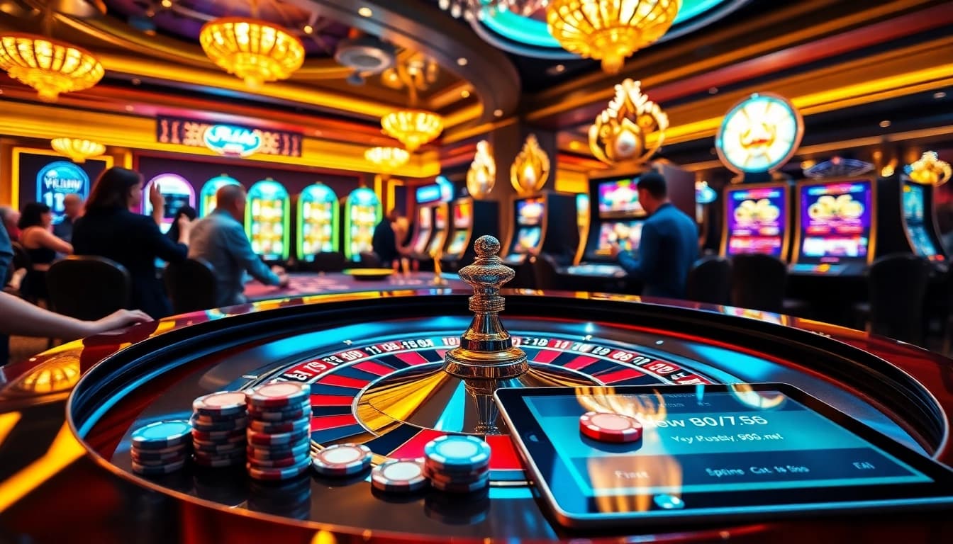 Experience thrilling gameplay at https://pub88.in.net/ with an elegant roulette table and vibrant casino atmosphere.
