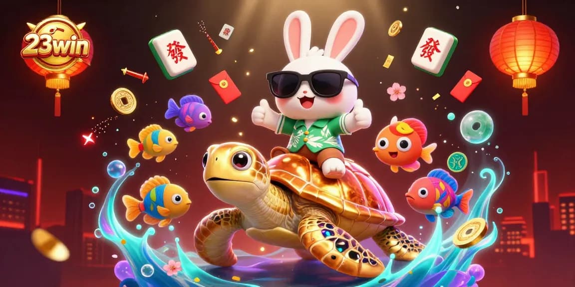 Experience the thrilling world of 23win with a vibrant 3D casino scene packed with excitement!