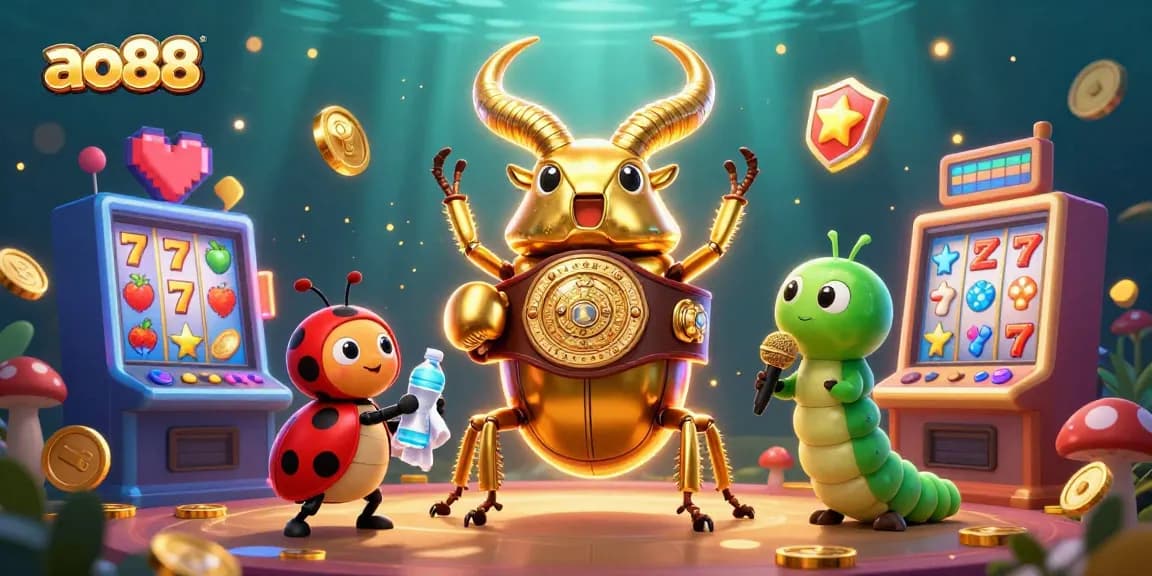 Engage in fun with ao88, where a golden stag beetle showcases classic slot excitement!