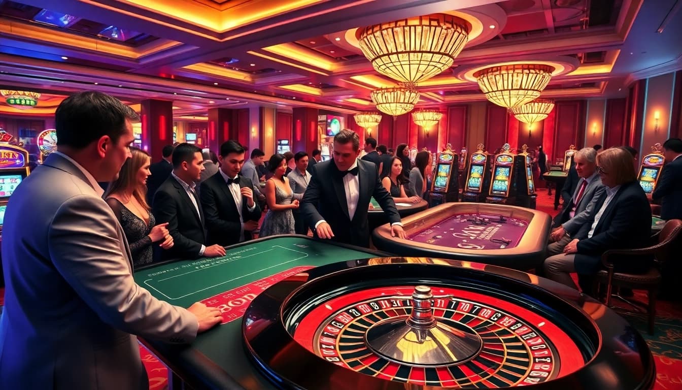 GO8 players enjoying a thrilling casino experience at a vibrant roulette table