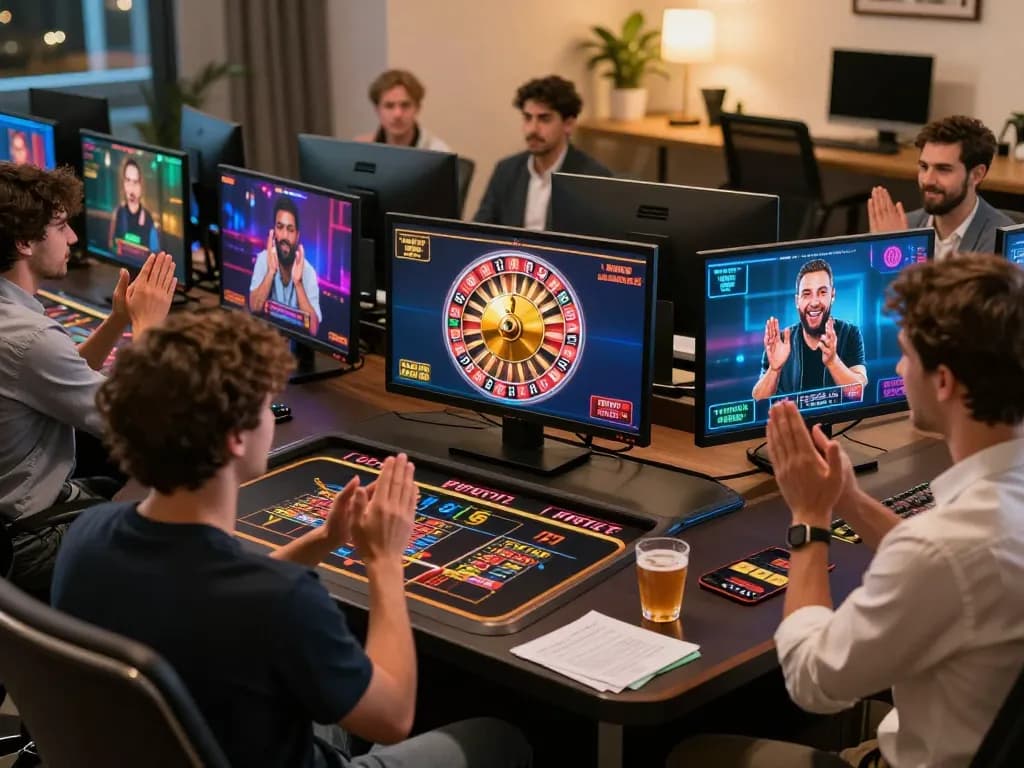 luck8 players enjoying online roulette strategy at home with vibrant screens and warm ambiance
