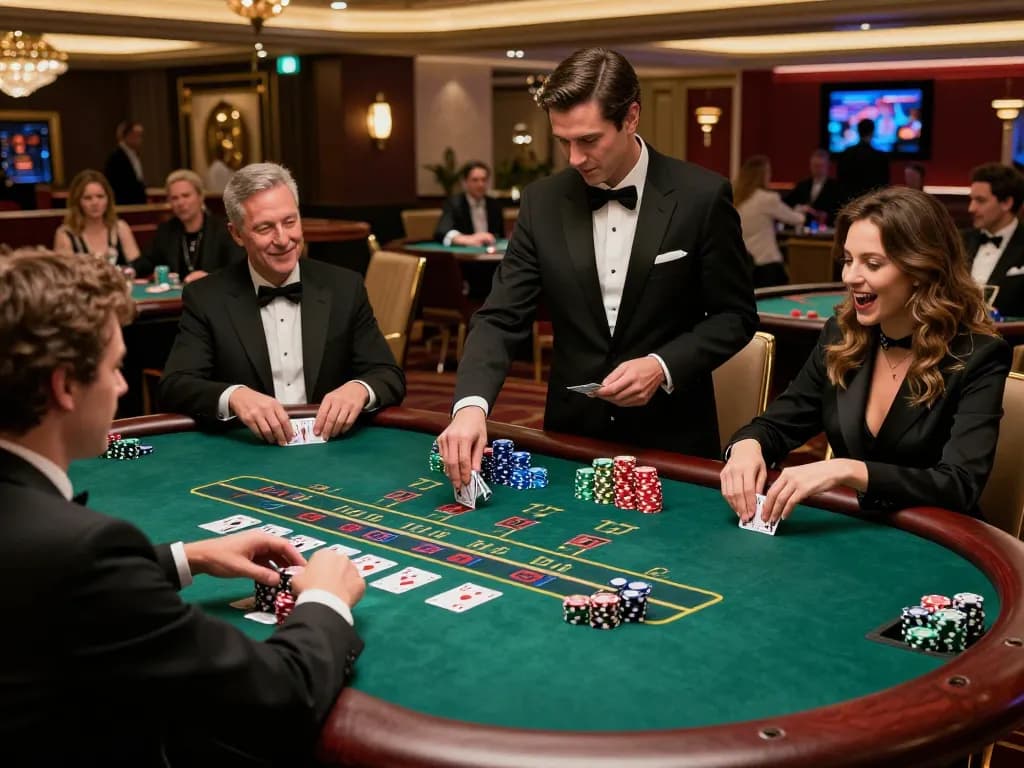 Players engaged in a thrilling game of blackjack at RR 88 casino, showcasing excitement and strategic gameplay