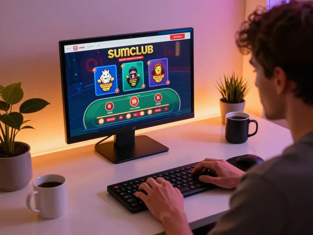 Engaging online gameplay at Sumclub with tablet display, showcasing live dealer excitement