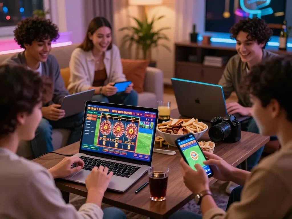 Friends enjoying online gaming experience at trang chủ C168 with exciting visuals and vibrant atmosphere.