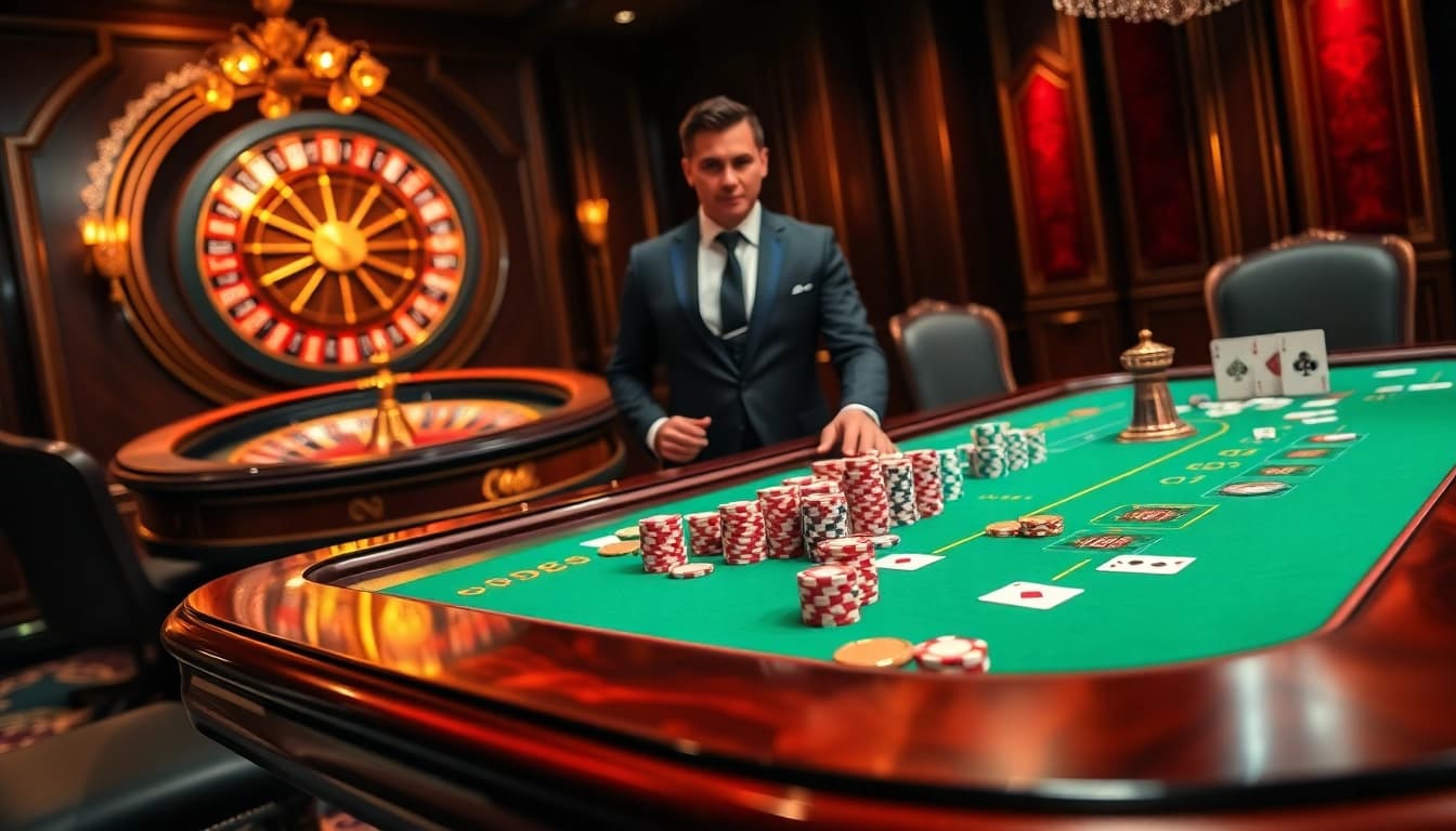 Winning high stakes at the premium casino table featured on https://dagaz.com.co/ with colorful chips and cards.