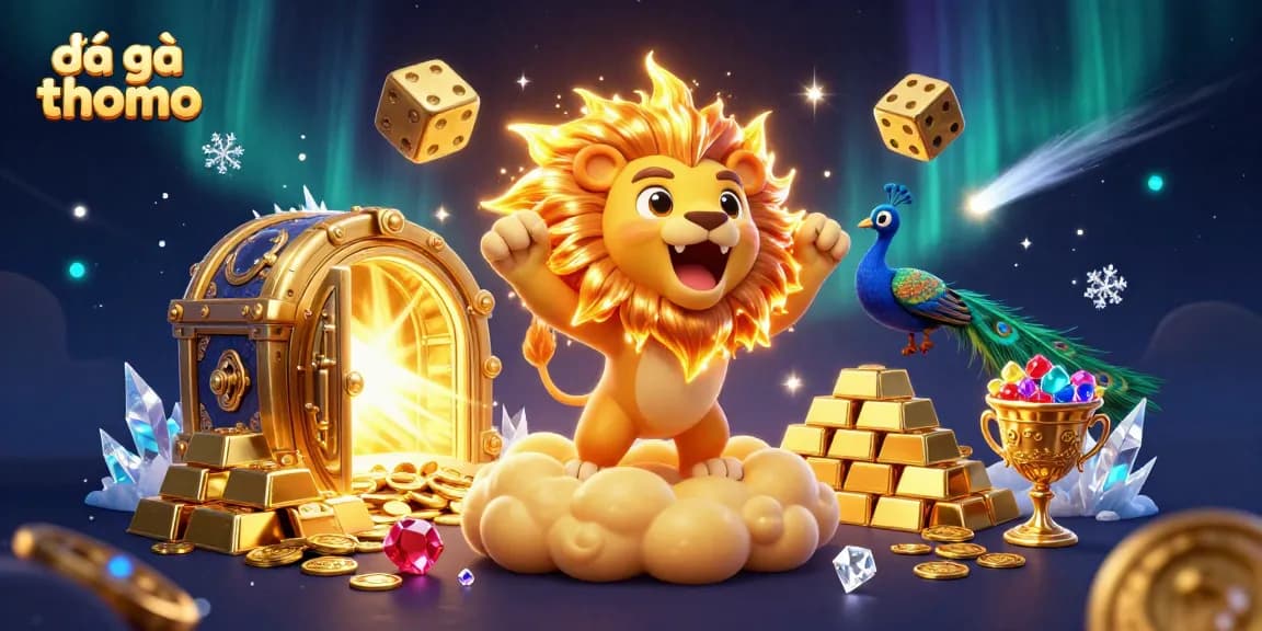 Experience the excitement of đá gà thomo with vibrant visuals depicting triumph and gaming action.