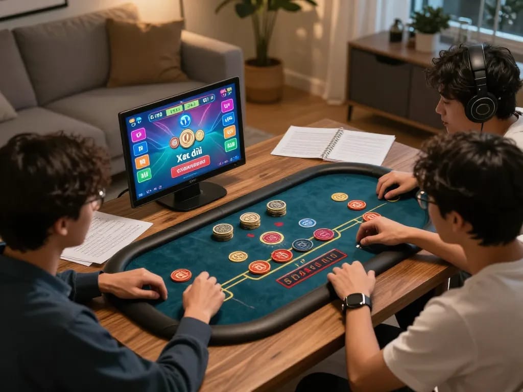 Xóc đĩa online game session in a cozy home environment revealing strategic gameplay elements.