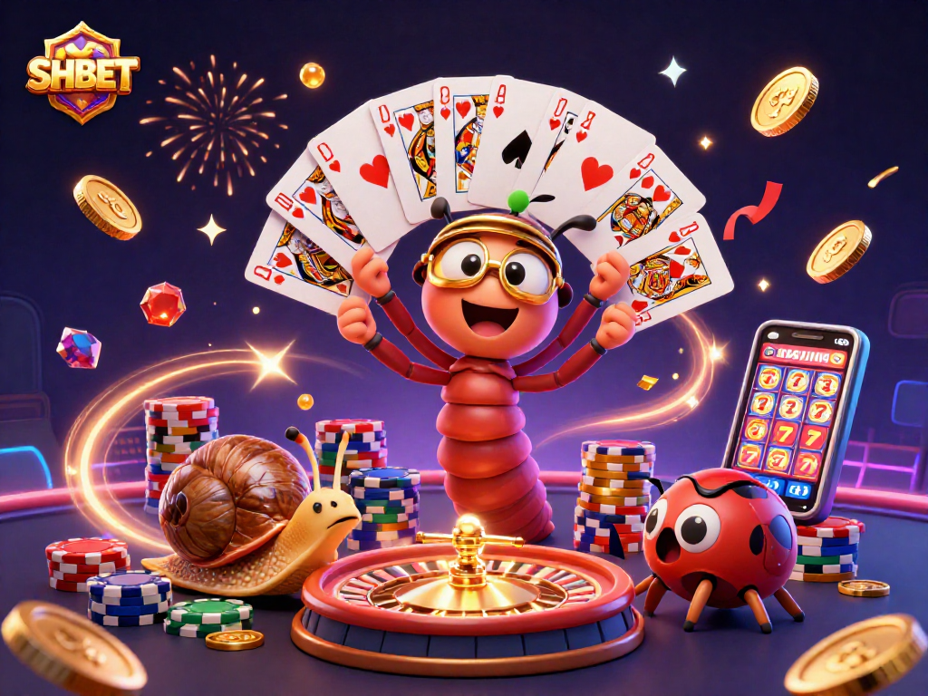 Experience SHBET's thrilling casino atmosphere with dynamic characters and winning elements.