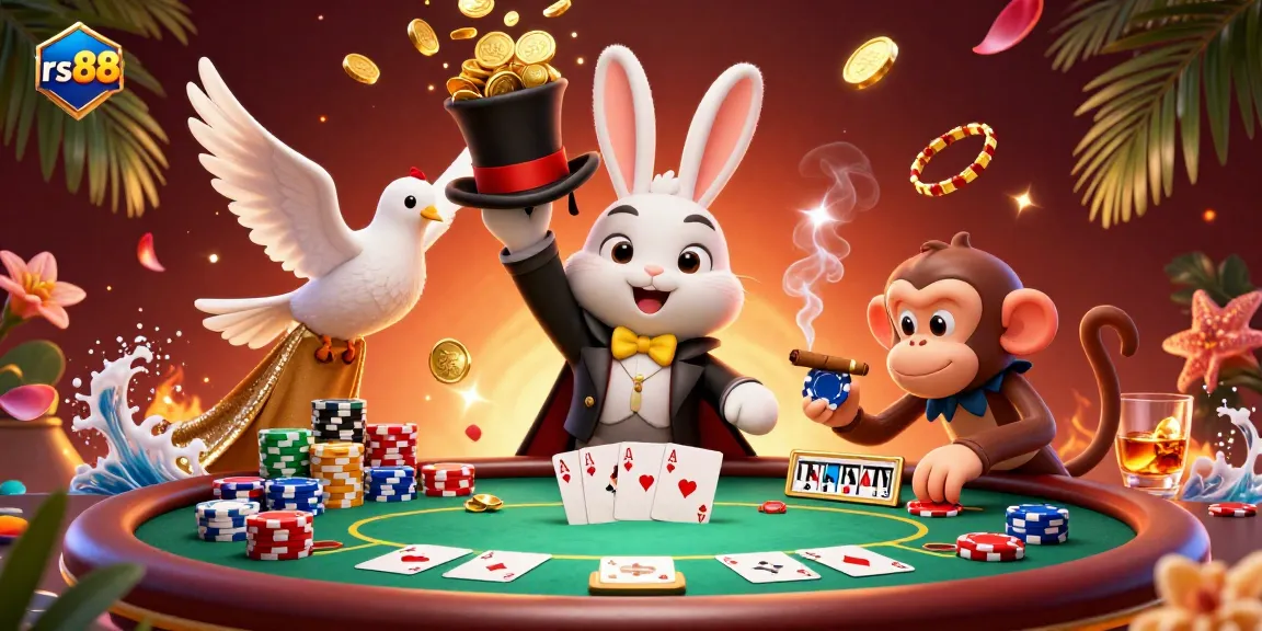 Experience thrilling wins at rs88 with magical characters and vibrant casino elements in a dynamic poker scene.