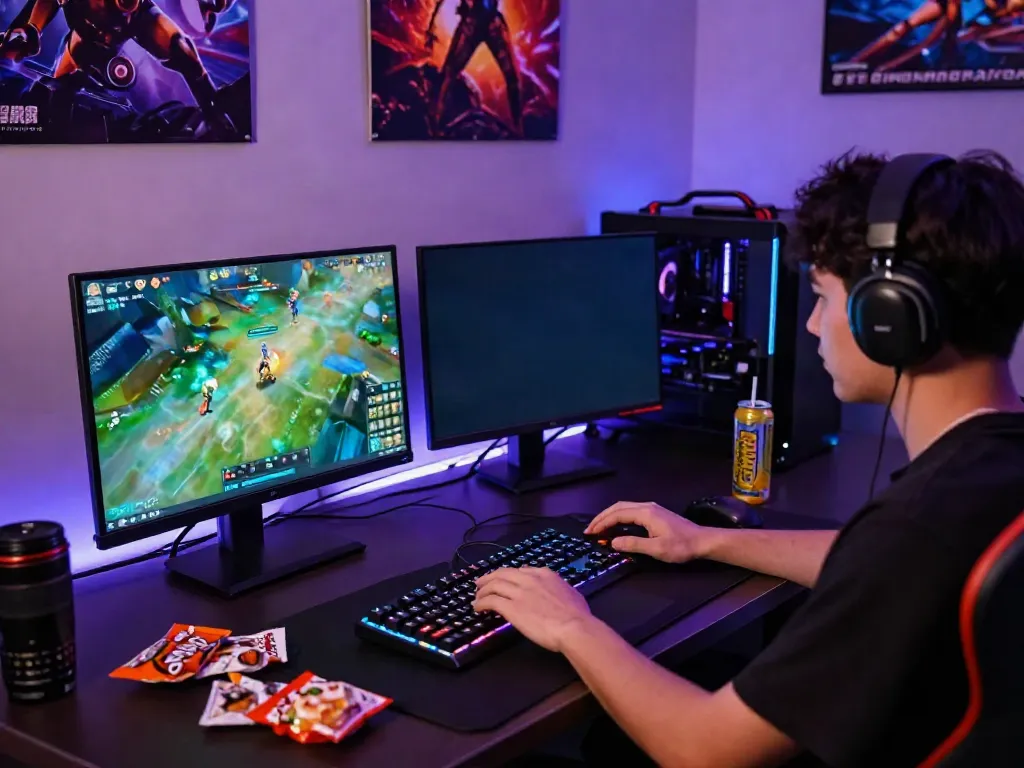 Gamer engaged in thrilling gameplay on 78win platform, showcasing a vibrant digital environment.