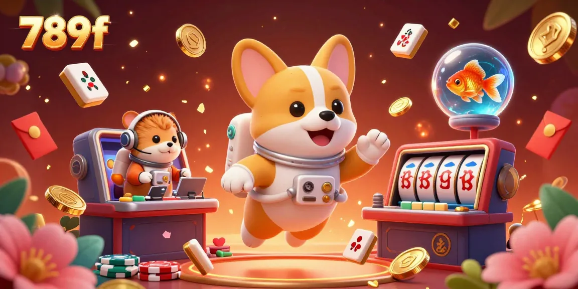 Engage with the lively 789f space casino scene featuring an astronaut corgi and vibrant slot elements.