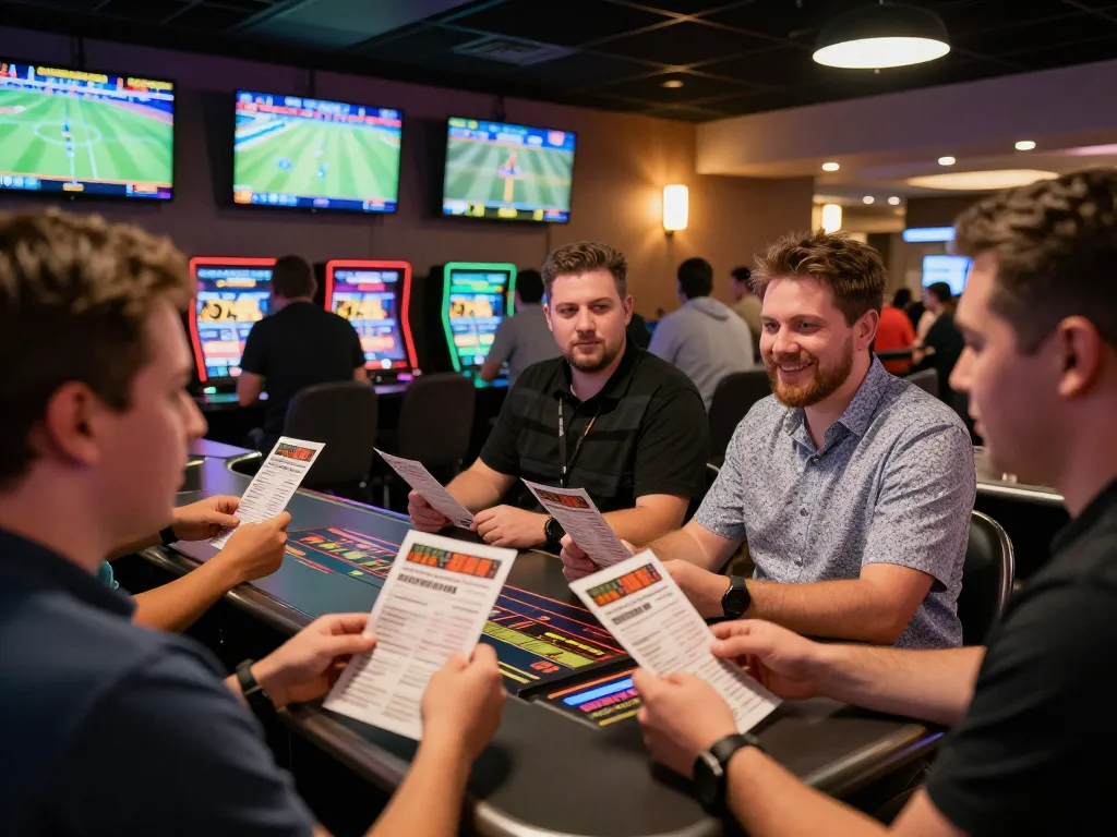 Excited bettors placing bets and enjoying games at RR 88 sportsbook.