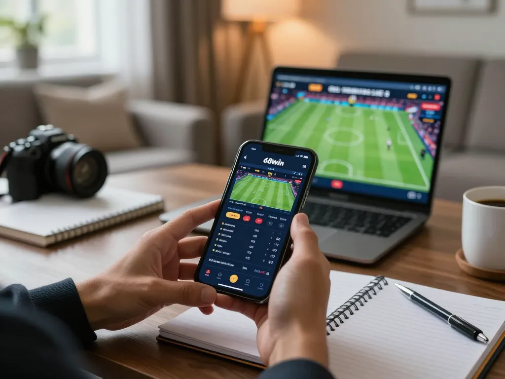 Engaging users with the 68win bet app on their smartphone during an exciting betting session.