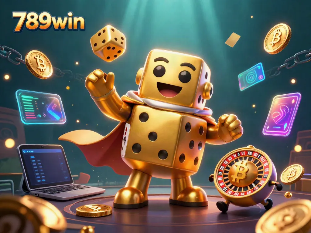 Experience the excitement of 789win with vibrant 3D casino characters and crypto elements.