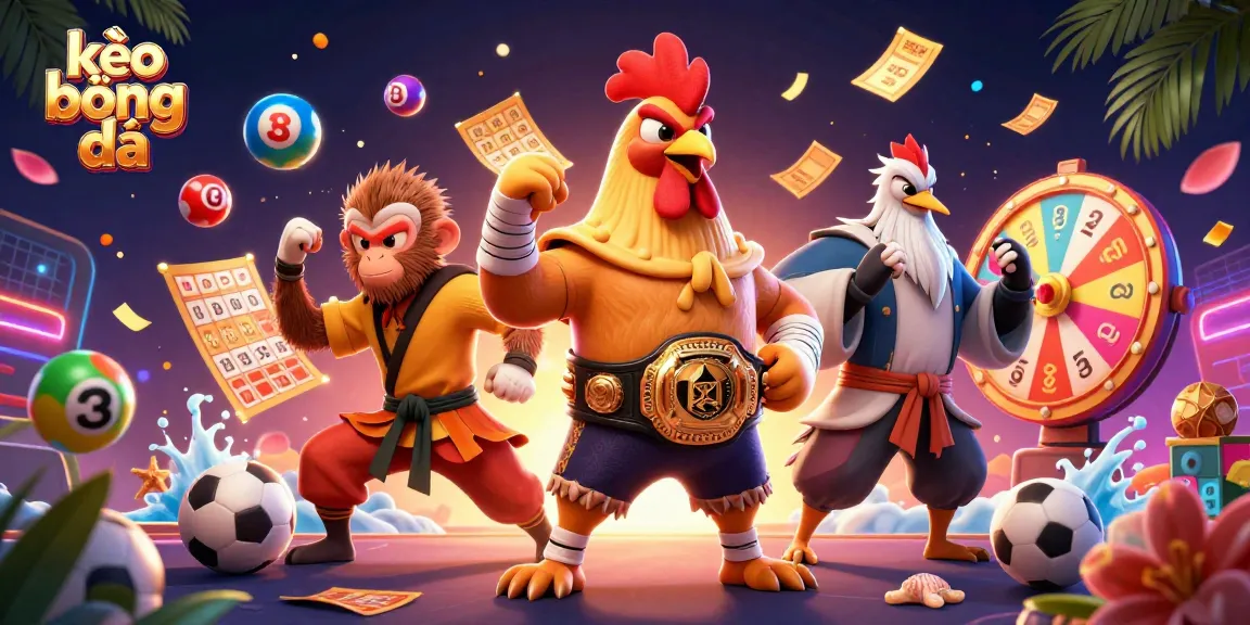Engage in kèo bóng đá with action-packed characters and vibrant casino elements.