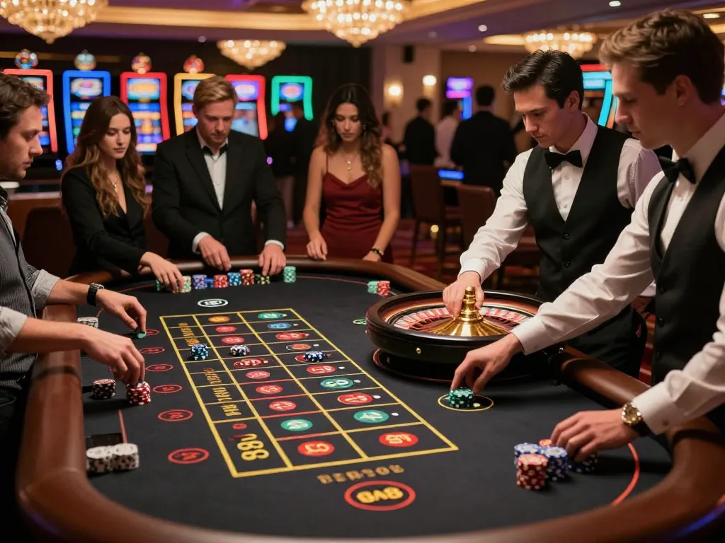 Players engaging in thrilling roulette gameplay at sc88 casino, showcasing excitement and strategic betting.