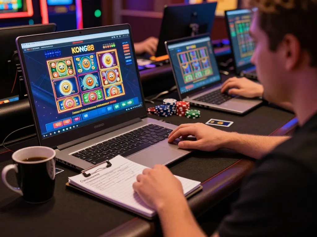 KONG88 user strategizing for better odds while engaging with online casino game.