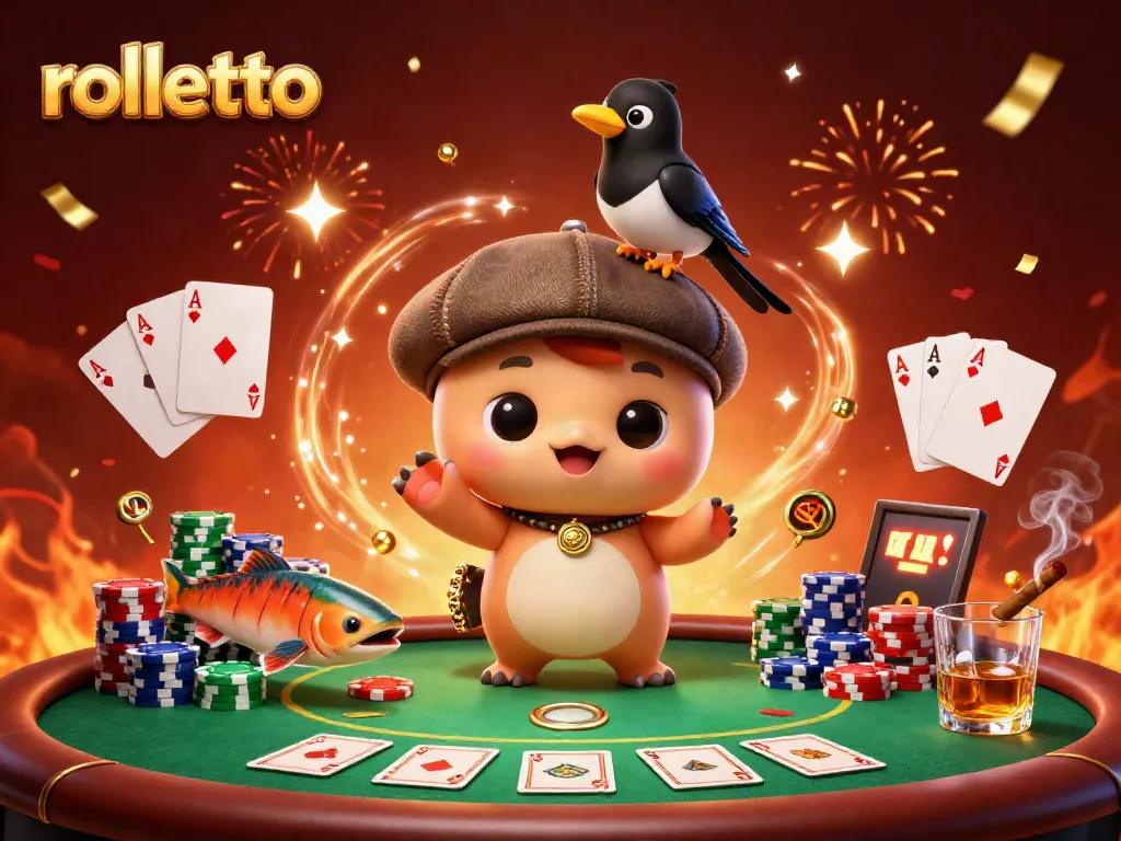 Engage with rolletto's vibrant casino atmosphere featuring Nessie and gold chips in a fun digital scene.