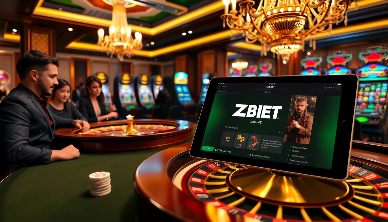 ZBET players celebrating their win at an elegant casino table filled with chips and cards.