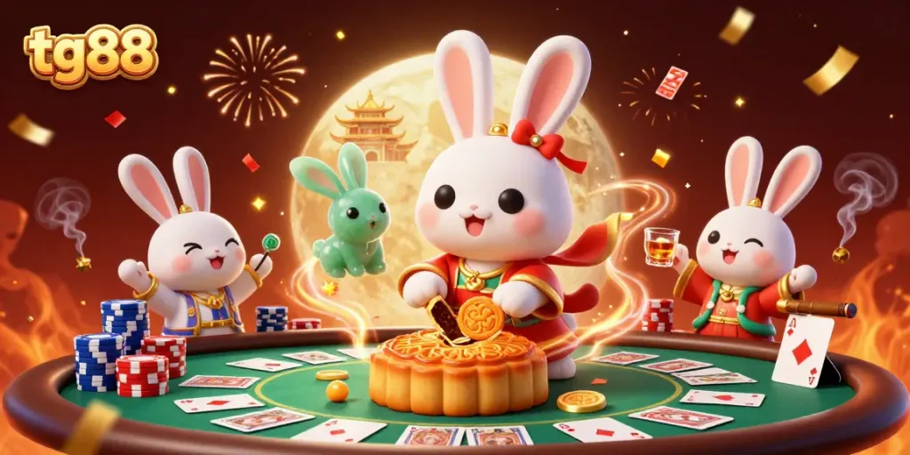 Experience winning moments with tg88 at a vibrant casino scene featuring folklore characters.