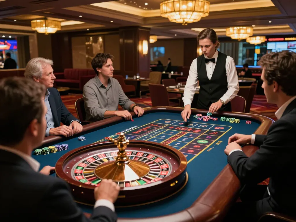 Experience the thrill of live roulette at ONBET, with players involved in intense gaming moments.