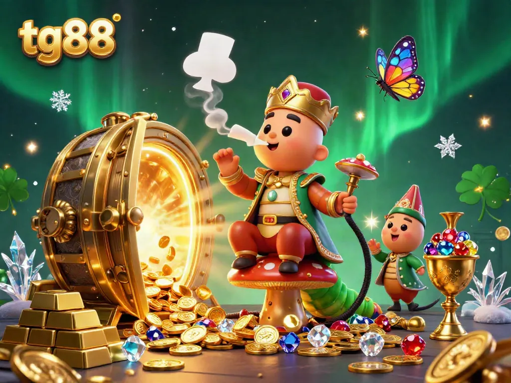 Experience thrills and winning with tg88, featuring a vibrant 3D casino scene full of gold and gems.