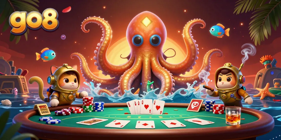 Experience thrilling gameplay at go8 with a colossal kraken and poker action.