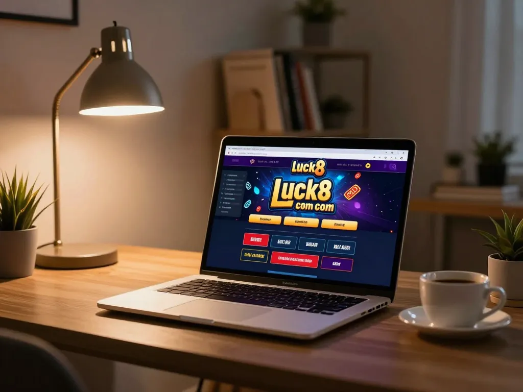 Engaging in online gaming on luck8 com with a stylish laptop in a cozy home environment.