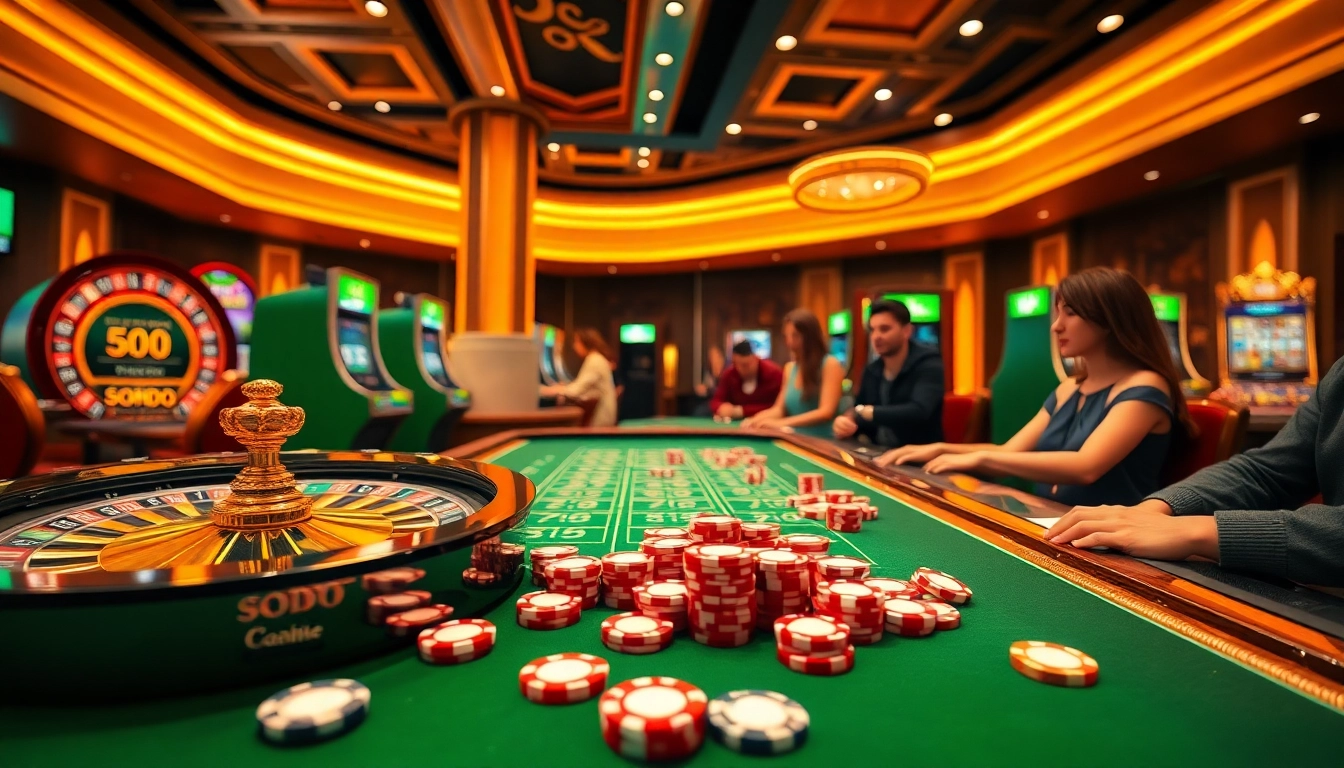 Engage in thrilling online gambling with SODO66 as players enjoy a vibrant casino scene.