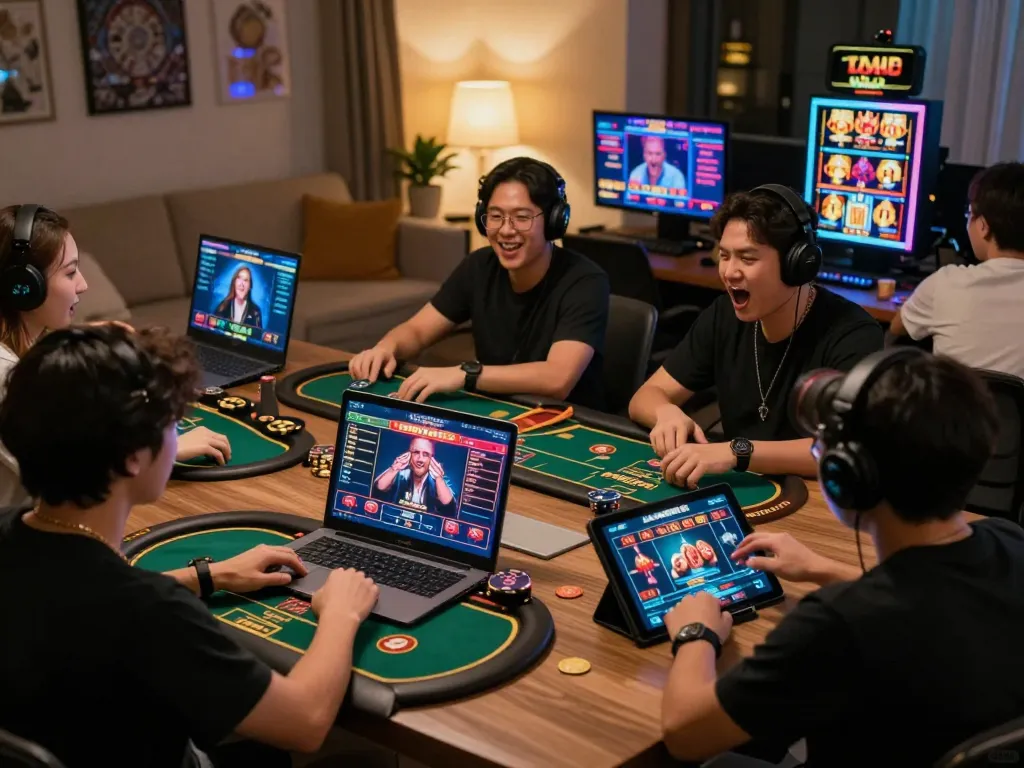 Engaging online gaming scene showcasing players enjoying various casino games through a reputable nhà cái uy tín interface