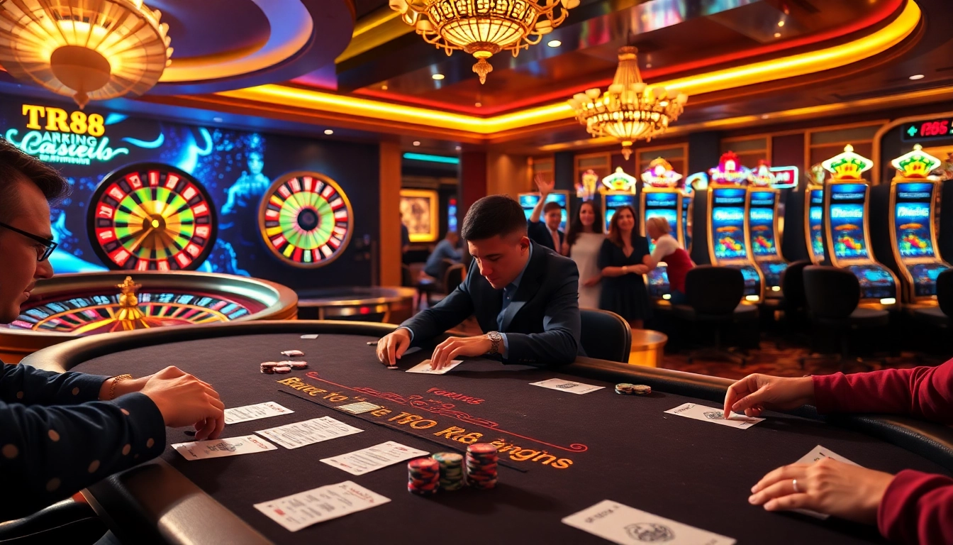 Experience the thrill of the TR 88 casino as players engage in blackjack and celebrate big wins.