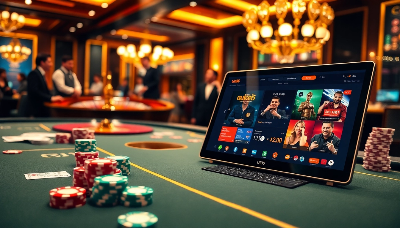 Experience the excitement of uu88 đăng nhập at a vibrant casino table filled with chips and cards.