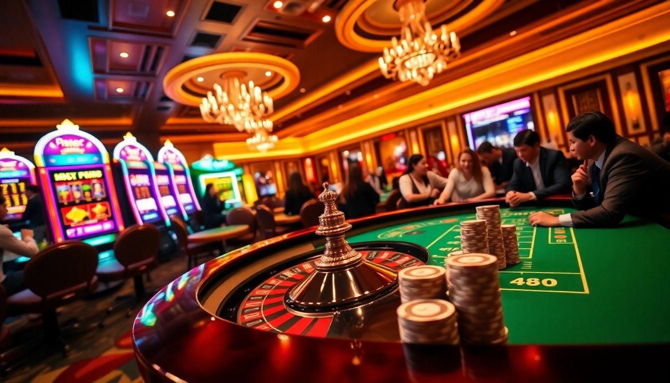 Exciting casino scene at 888new.com with roulette and poker, highlighting vibrant gambling action.