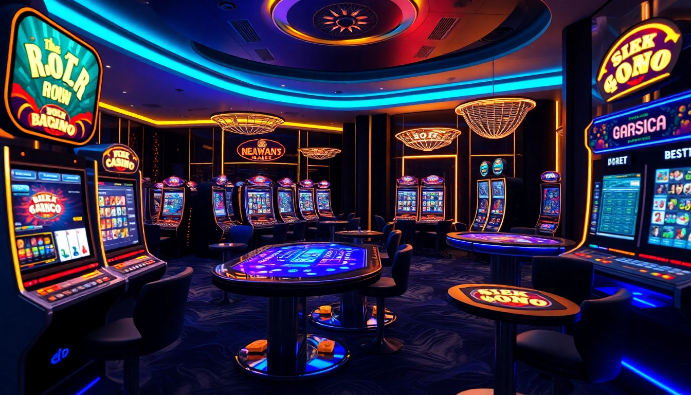 S8 nhà cái vibrant online casino experience with luxury gaming tables and slot machines.