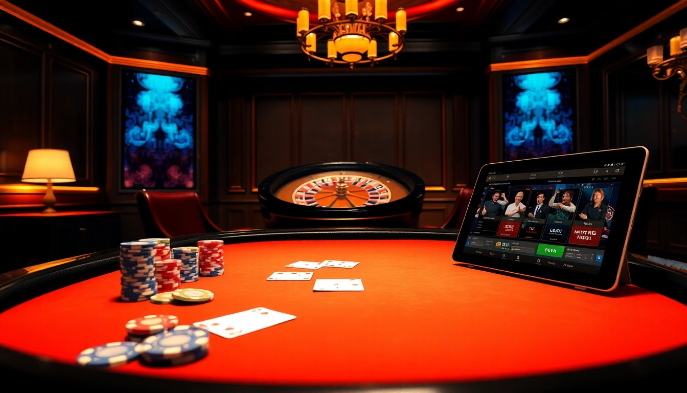 A player enjoys a thrilling game at a poker table while visiting https://az888.futbol, showcasing vibrant poker chips and cards.