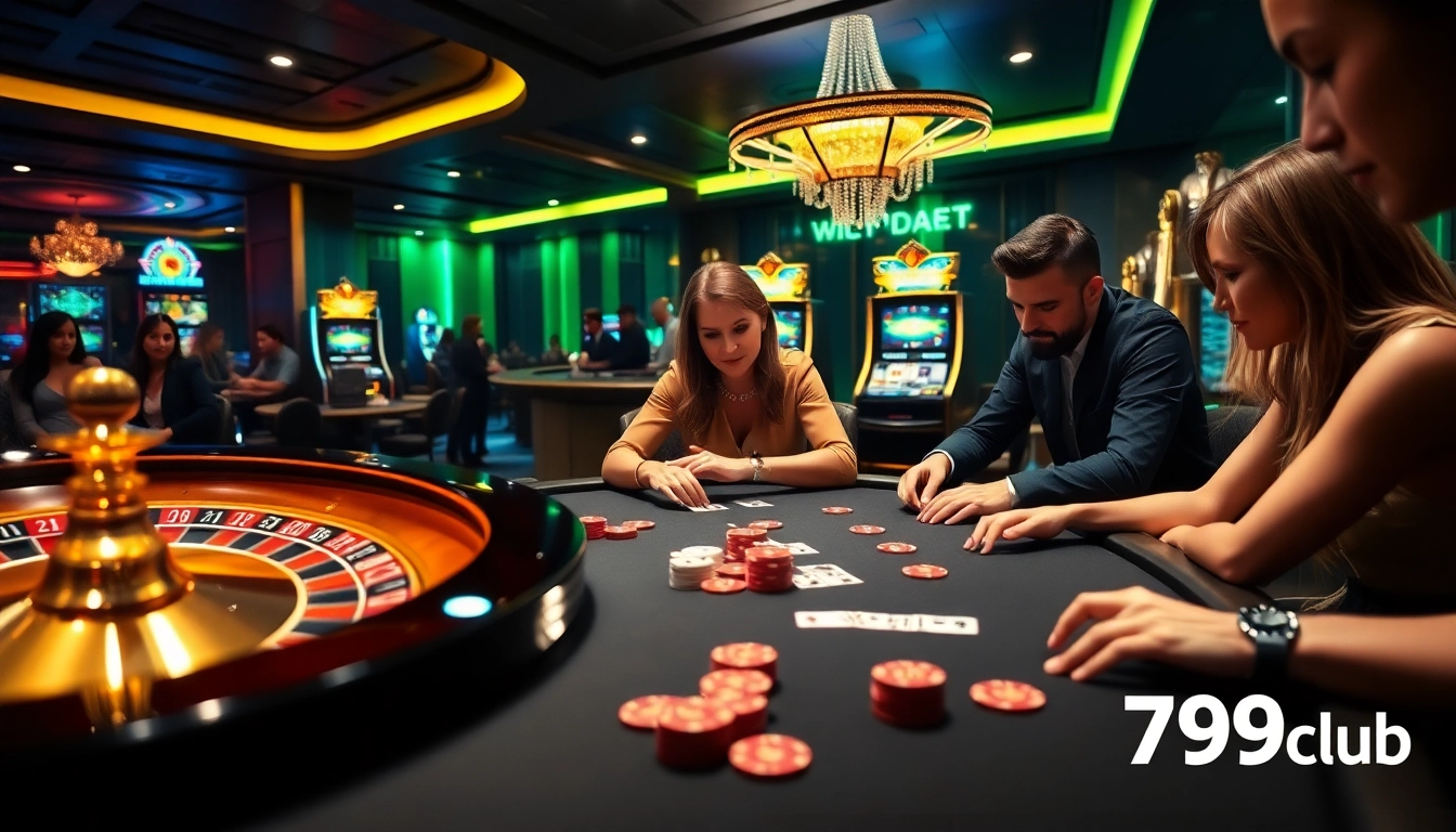 Experience the thrill of winning at 789club in an elegant casino setting with vibrant gaming elements.